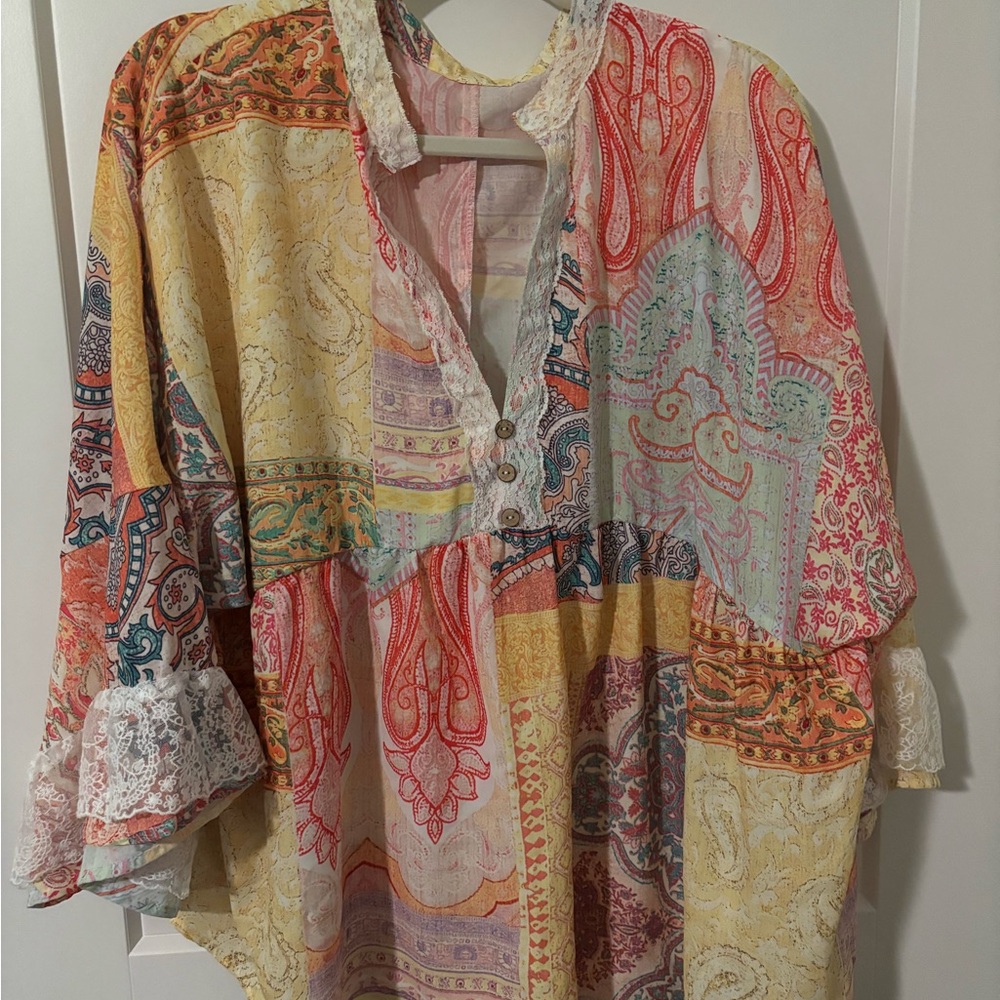 Colorful Bohemian Patchwork Blouse